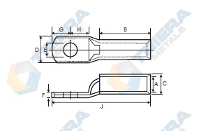 Long Barrel Copper Terminals Lugs Structure